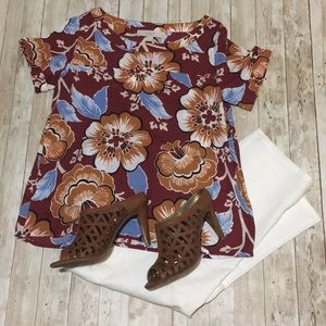 Ann Taylor loft hibiscuses floral blouse xxsp